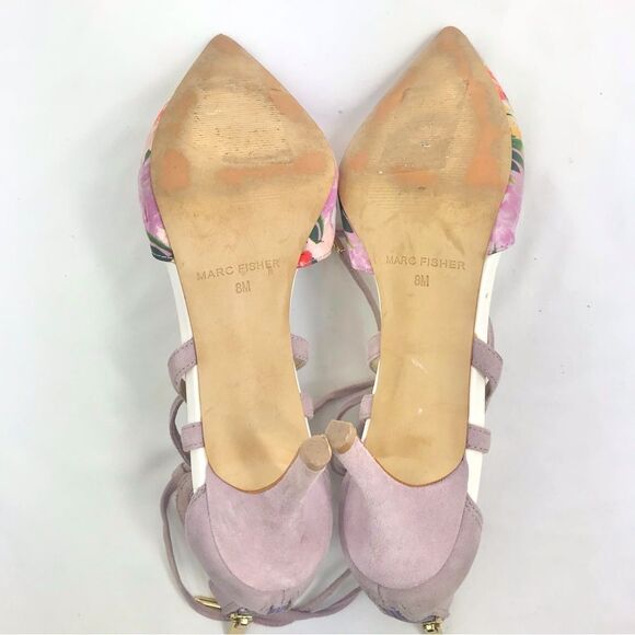 Marc Fisher TRUTHE Colorful Floral Pointed Toe Faux Lavender Suede Zip Back Heel - Picture 13 of 16